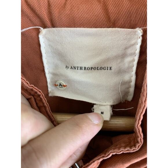 Anthropologie Longline Anorak Parka Cargo Jacket Coat M Rust Hooded Coat - Picture 5 of 16